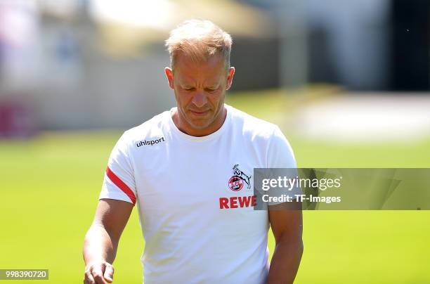 Head coach Markus Anfang of Koeln looks on prior to the friendly match between Wuppertaler SV and 1. FC Koeln on July 8, 2018 in Wuppertal, Germany.