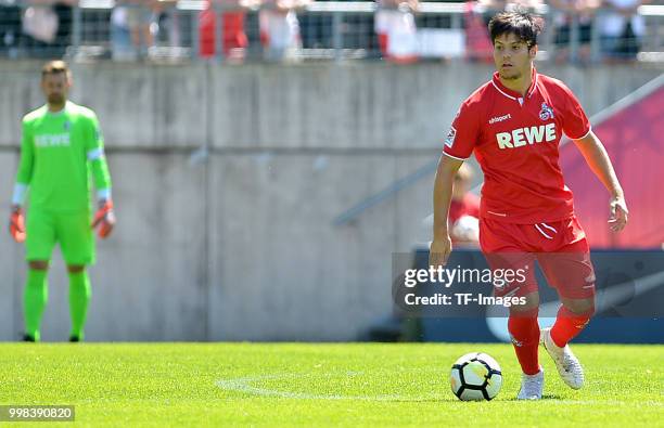 Jorge Mere of Koeln controls the ball during the friendly match between Wuppertaler SV and 1. FC Koeln on July 8, 2018 in Wuppertal, Germany.