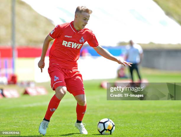 Tim Handwerker of Koeln controls the ball during the friendly match between Wuppertaler SV and 1. FC Koeln on July 8, 2018 in Wuppertal, Germany.