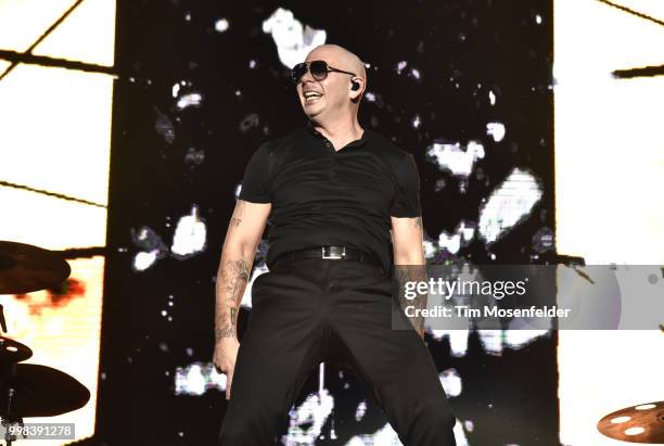 Pitbull performs at Lake Tahoe Outdoor Arena At Harveys on July 13, 2018 in Stateline, Nevada.