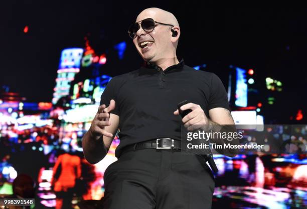 Pitbull performs at Lake Tahoe Outdoor Arena At Harveys on July 13, 2018 in Stateline, Nevada.