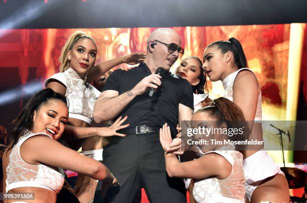 Pitbull performs at Lake Tahoe Outdoor Arena At Harveys on July 13, 2018 in Stateline, Nevada.