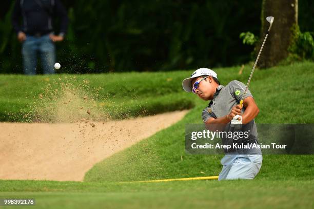 Natipong Srithong of Thailand pictured during the third round of the Bank BRI Indonesia Open at Pondok Indah Golf Course on July 14, 2018 in Jakarta,...