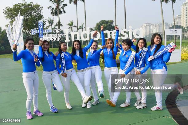 Caddie Pondok Indah Golf Course during the third round of the Bank BRI Indonesia Open at Pondok Indah Golf Course on July 14, 2018 in Jakarta,...