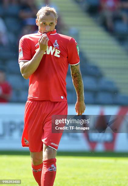 Marcel Risse of Koeln gestures during the friendly match between Wuppertaler SV and 1. FC Koeln on July 8, 2018 in Wuppertal, Germany.