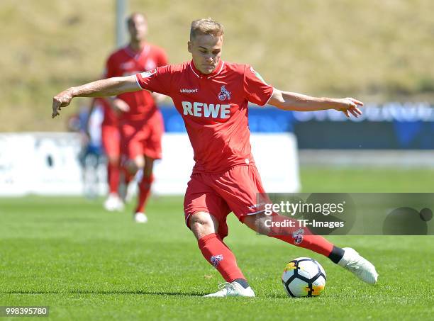 Tim Handwerker of Koeln controls the ball during the friendly match between Wuppertaler SV and 1. FC Koeln on July 8, 2018 in Wuppertal, Germany.