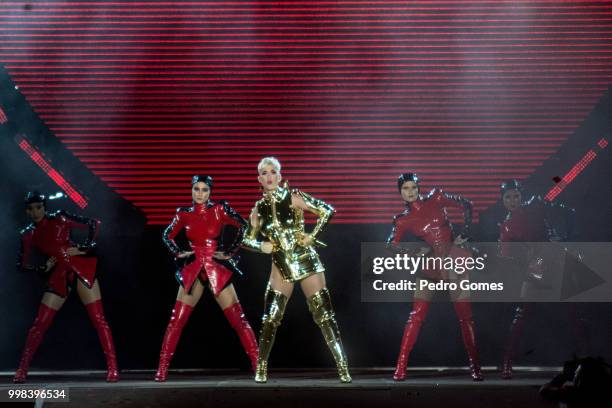 Katy Perry performs on the Mundo Stage on day 4 of Rock in Rio Lisbon on June 30, 2018 in Lisbon, Portugal.