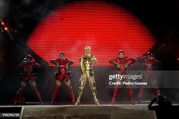 Katy Perry performs on the Mundo Stage on day 4 of Rock in Rio Lisbon on June 30, 2018 in Lisbon, Portugal.