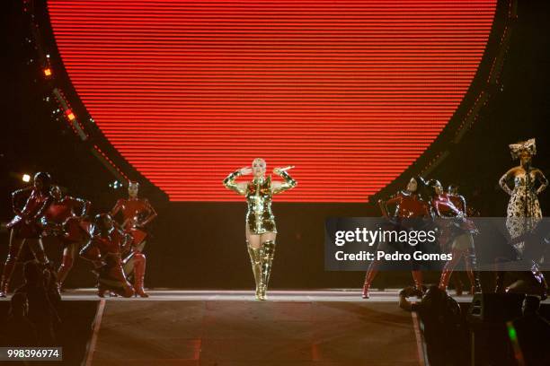 Katy Perry performs on the Mundo Stage on day 4 of Rock in Rio Lisbon on June 30, 2018 in Lisbon, Portugal.