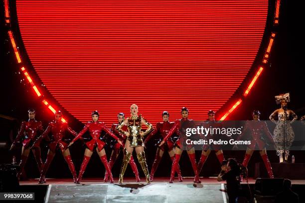 Katy Perry performs on the Mundo Stage on day 4 of Rock in Rio Lisbon on June 30, 2018 in Lisbon, Portugal.