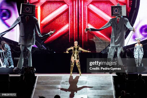 Katy Perry performs on the Mundo Stage on day 4 of Rock in Rio Lisbon on June 30, 2018 in Lisbon, Portugal.