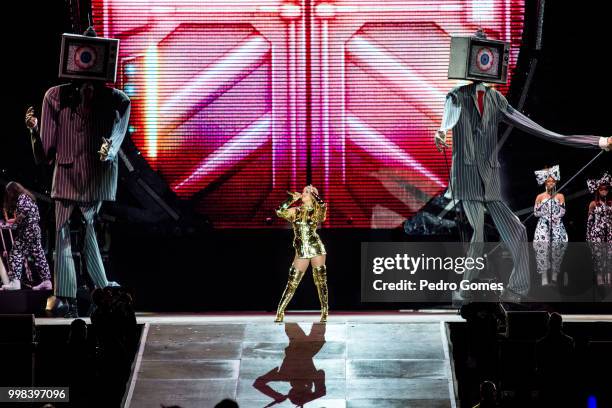 Katy Perry performs on the Mundo Stage on day 4 of Rock in Rio Lisbon on June 30, 2018 in Lisbon, Portugal.