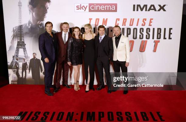 Henry Cavill, Frederick Schmidt, Rebecca Ferguson, Vanessa Kirby, Tom Cruise and Simon Pegg attend the "Mission: Impossible - Fallout" UK premiere on...