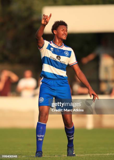 Omar Ali of QPR during the Pre-Season Friendly between Staines Town and Queens Park Rangers at Wheatsheaf Park on July 13, 2018 in Staines, England.