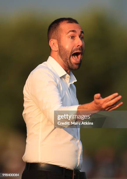 Staines Town manager Cristian Colas during the Pre-Season Friendly between Staines Town and Queens Park Rangers at Wheatsheaf Park on July 13, 2018...