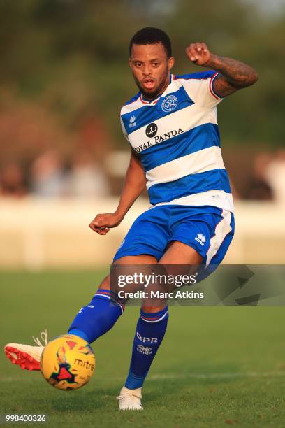 Jordan Cousins of Queens Park Rangers during the Pre-Season Friendly between Staines Town and Queens Park Rangers at Wheatsheaf Park on July 13, 2018...