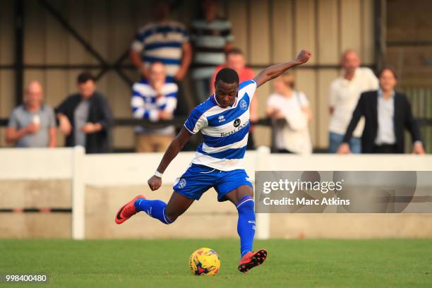 Bright Osayi-Samuel of QPR during the Pre-Season Friendly between Staines Town and Queens Park Rangers at Wheatsheaf Park on July 13, 2018 in...