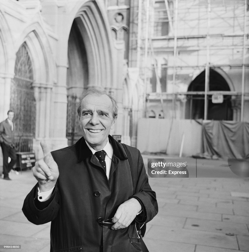 English actor and comedian Max Wall pictured outside the Royal Courts ...