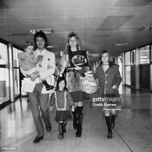 Former Beatle Paul McCartney pictured with his wife Linda McCartney and children, from left, Stella McCartney, Mary McCartney and Heather McCartney...