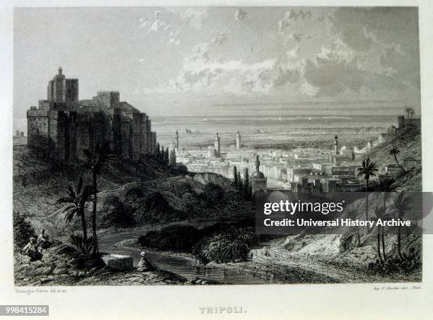 View of Tripoli, Libya, 1862. French illustration.