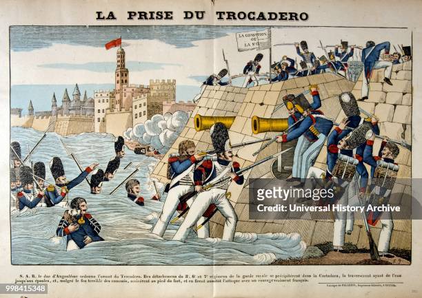 French illustration showing the Battle of Trocadero 1823). The French assault on Fort Trocadero was the only significant battle in the French...