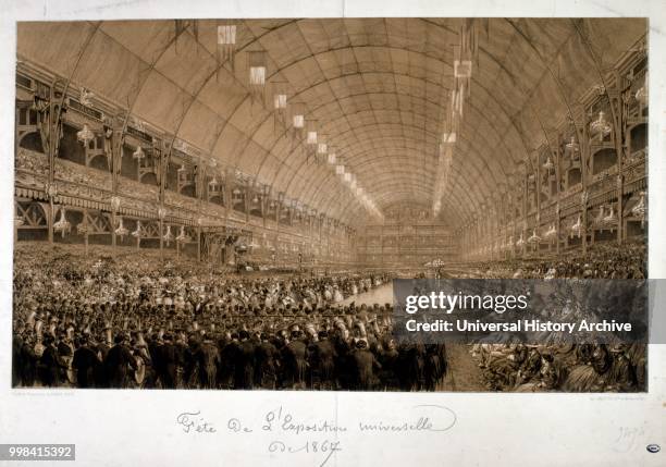 Illustration depicting the International Exposition of 1867 , was the second world's fair to be held in Paris, from 1 April to 3 November 1867. Forty...