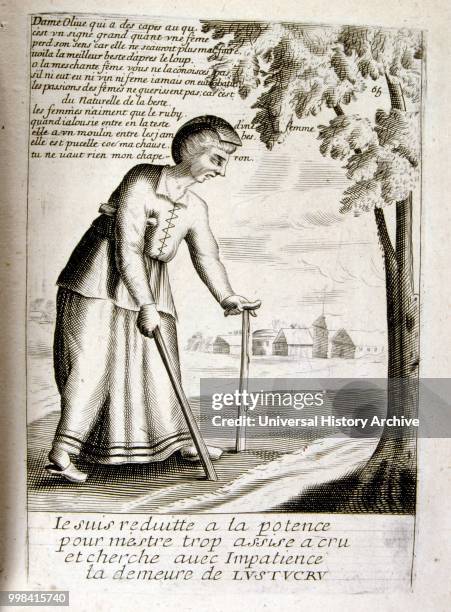 17th century engraved illustration from a collection of proverbs. Paris 1657-1663. By Jacques Lagniet . French engraver. From him many socially...