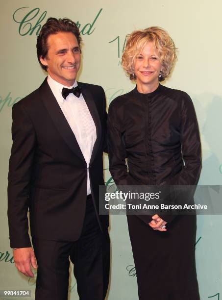 Lawrence Bender and Meg Ryan attend the Chopard 150th Anniversary Party at the VIP Room, Palm Beach during the 63rd Annual International Cannes Film...