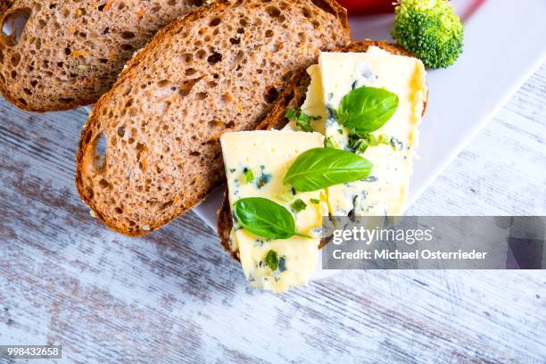 sandwich with roquefort cheese and dark bread - roquefort cheese stock pictures, royalty-free photos & images