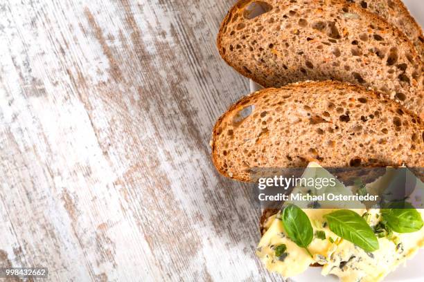 sandwich with roquefort cheese and dark bread - roquefort cheese stock pictures, royalty-free photos & images