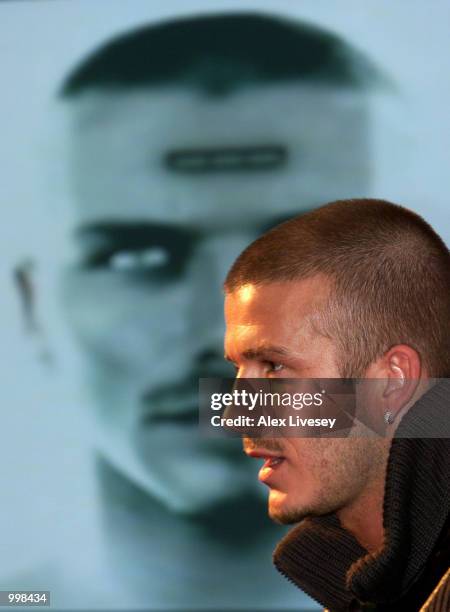 David Beckham launches his new Playstation videogame ''David Beckham Soccer'' during a press conference at the Lowry Hotel in Manchester. DIGITAL...