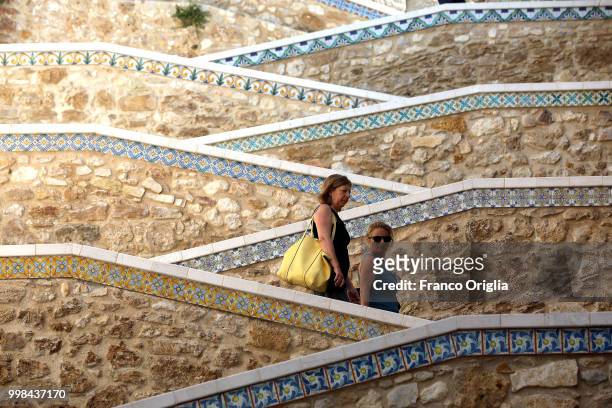 Decorated stair to the Sciacca port on June 08, 2018 in Sciacca, Agrigento, Italy.