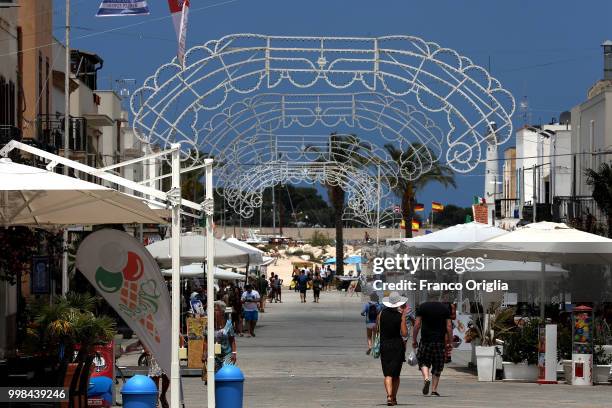 View of San Vito Lo Capo main street on June 08, 2018 in San Vito Lo Capo, Trapani, Italy. San Vito Lo Capo is a small town located in a valley...
