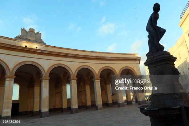 View of Trapani old market of the fish on June 08, 2018 in Trapani, Italy. Trapani is a city and comune on the west coast of Sicily. Founded by...