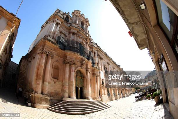 View of the baroque church of San Bartolomeo on June 05, 2018 in Scicli, Ragusa, Italy. Scicli is a town and municipality in the Province of Ragusa...