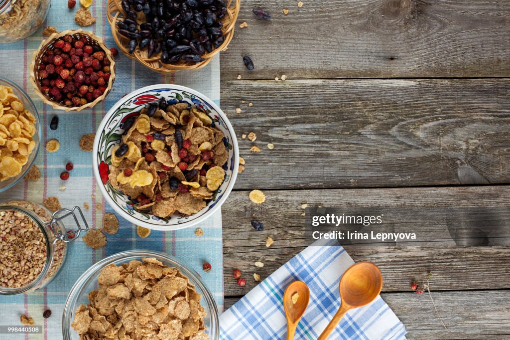 Healthy breakfast with berries and muesli