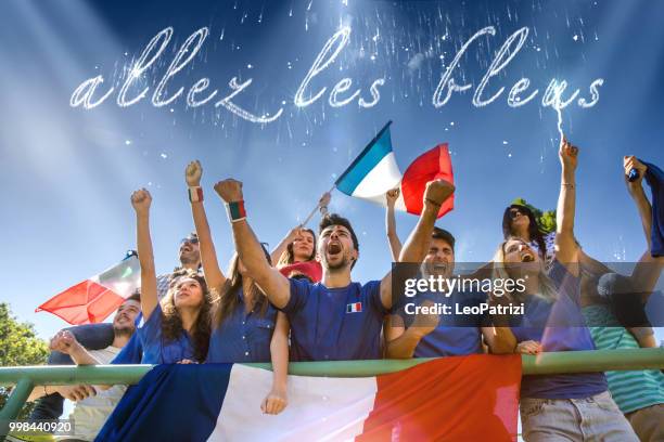 france supporters at the football league supporting their national team - leopatrizi stock pictures, royalty-free photos & images