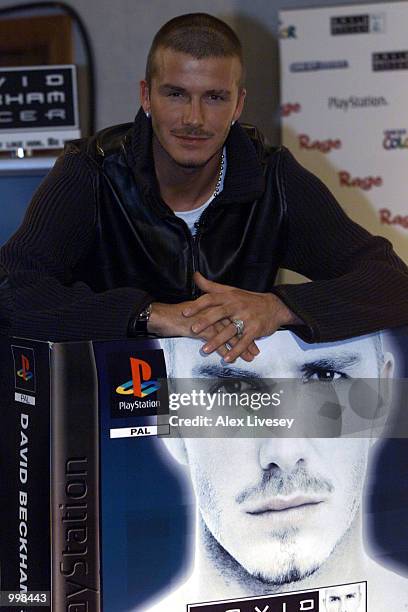 David Beckham launches his new Playstation videogame ''David Beckham Soccer'' during a press conference at the Lowry Hotel in Manchester. DIGITAL...