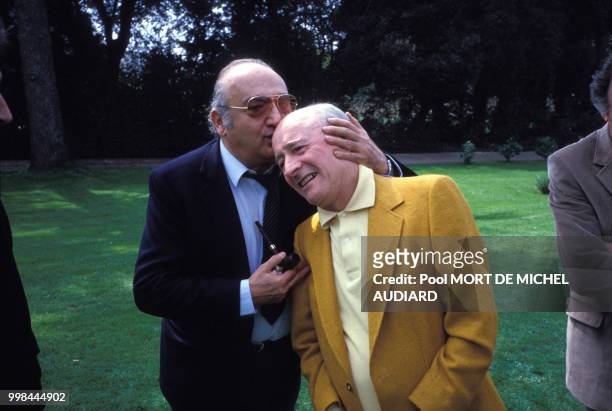 Henri Verneuil et Michel Audiard lors du Festival de Cognac le 28 juillet 1985, France.