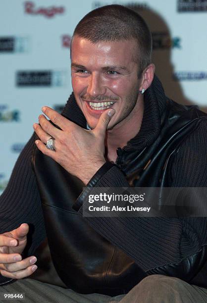 David Beckham launches his new Playstation videogame ''David Beckham Soccer'' during a press conference at the Lowry Hotel in Manchester. DIGITAL...