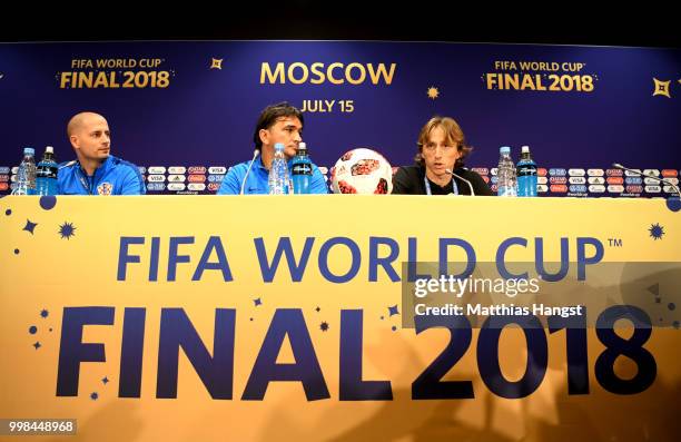 Genera view as the media interview Luka Modric and Zlatko Dalic, Head coach of Croatia during a Croatia press conference during the 2018 FIFA World...