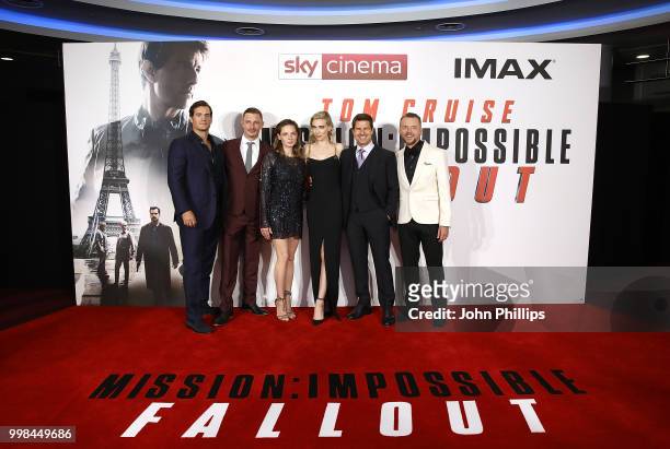 Henry Cavill, Frederick Schmidt, Rebecca Ferguson, Vanessa Kirby, Tom Cruise and Simon Pegg attend the UK Premiere of 'Mission: Impossible - Fallout'...