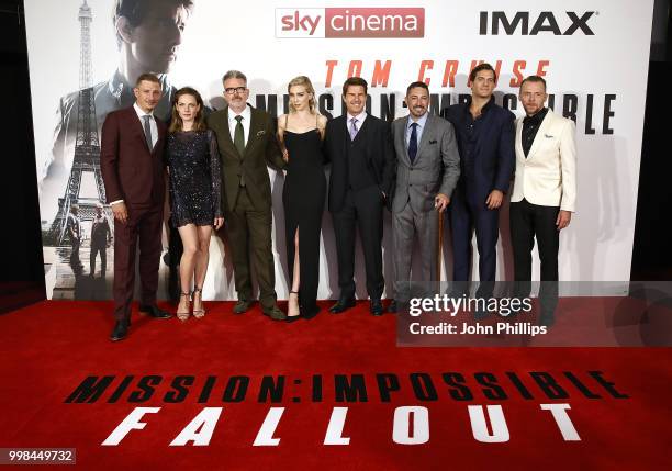 Frederick Schmidt, Rebecca Ferguson, Christopher McQuarrie, Vanessa Kirby, Tom Cruise, Jake Meyers, Henry Cavill and Simon Pegg attend the UK...