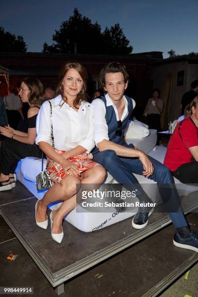 Alice Dwyer and Sabin Tambrea attend the HUGO show during the Berlin Fashion Week Spring/Summer 2019 at Motorwerk on July 5, 2018 in Berlin, Germany.