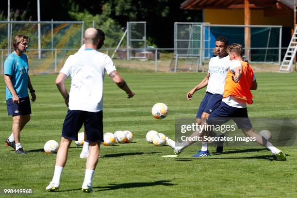 Boudewijn Zenden of PSV, Armando Obispo of PSV, Matthias Verreth of PSV during the Training PSV on July 13, 2018 in Verbier Switzerland