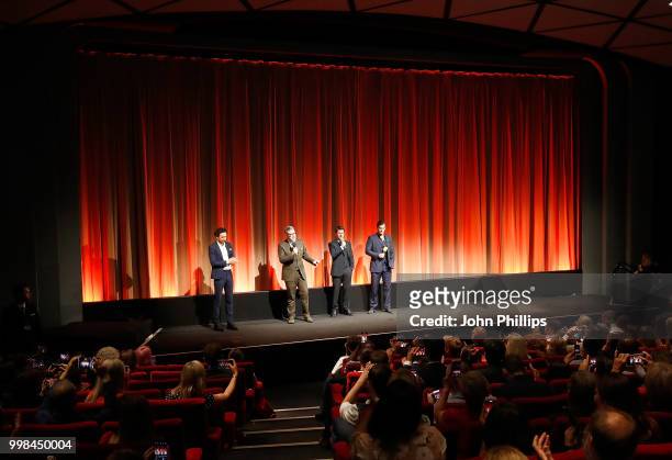 Alex Zane, Christopher McQuarrie, Tom Cruise and Henry Cavill introduce a screening at the BFI Southbank after the UK Premiere of 'Mission:...