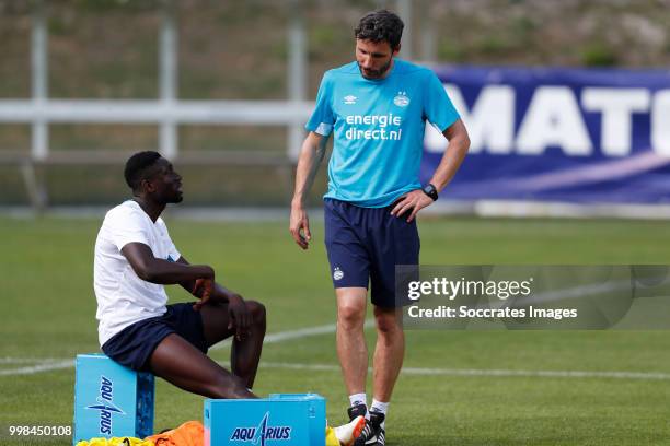 Derrick Luckassen of PSV, Mark van Bommel of PSV during the Training PSV on July 13, 2018 in Verbier Switzerland