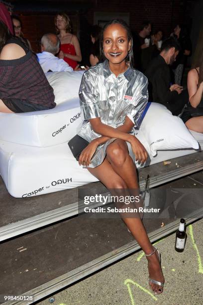 Sara Nuro attends the HUGO show during the Berlin Fashion Week Spring/Summer 2019 at Motorwerk on July 5, 2018 in Berlin, Germany.