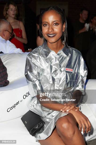 Sara Nuro attends the HUGO show during the Berlin Fashion Week Spring/Summer 2019 at Motorwerk on July 5, 2018 in Berlin, Germany.