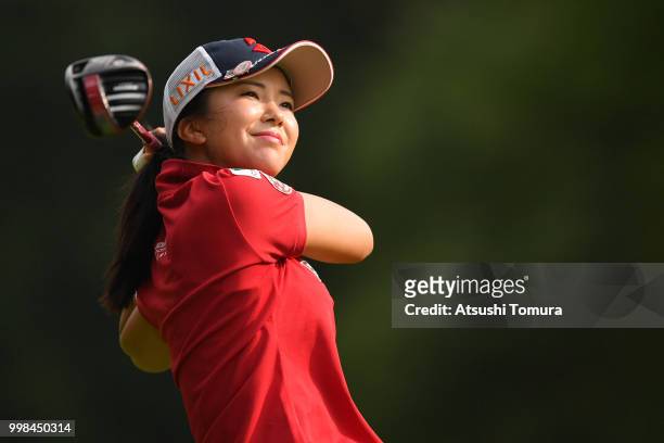 Kotone Hori of Japan hits her tee shot on the 2nd hole during the second round of the Samantha Thavasa Girls Collection Ladies Tournament at the...